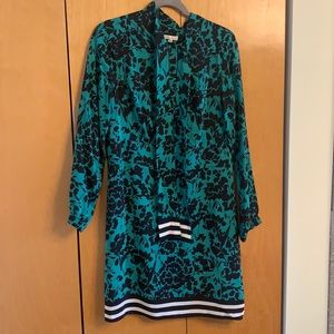 Shoshonna Green and Black Silk Dress